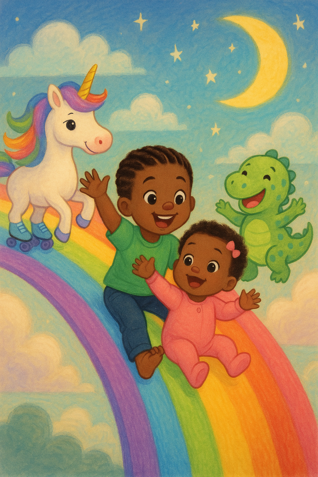 MJ, LaLa, and the Rainbow Slide